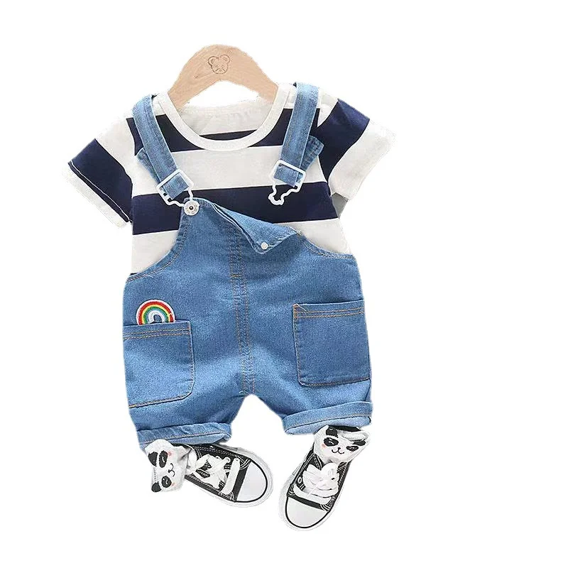 

Summer Children Striped Clothes Baby Boys Cotton T Shirt Strap Shorts 2Pcs/sets Kids Infant Clothing Toddler Fashion Tracksuit