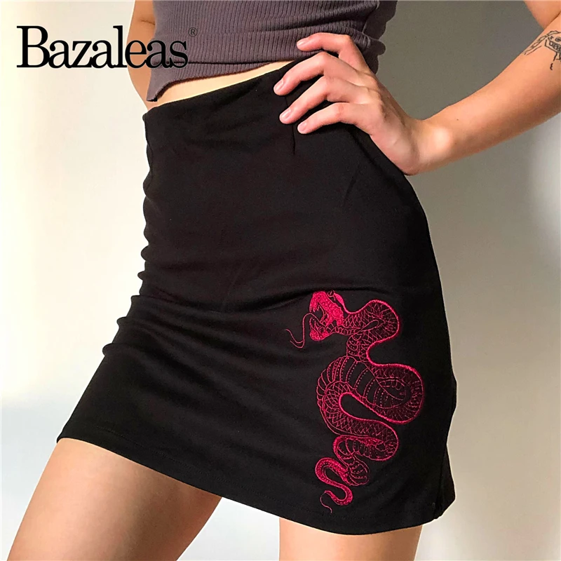 Женские короткие юбки с вышивкой повседневные Черные трапециевидные в стиле