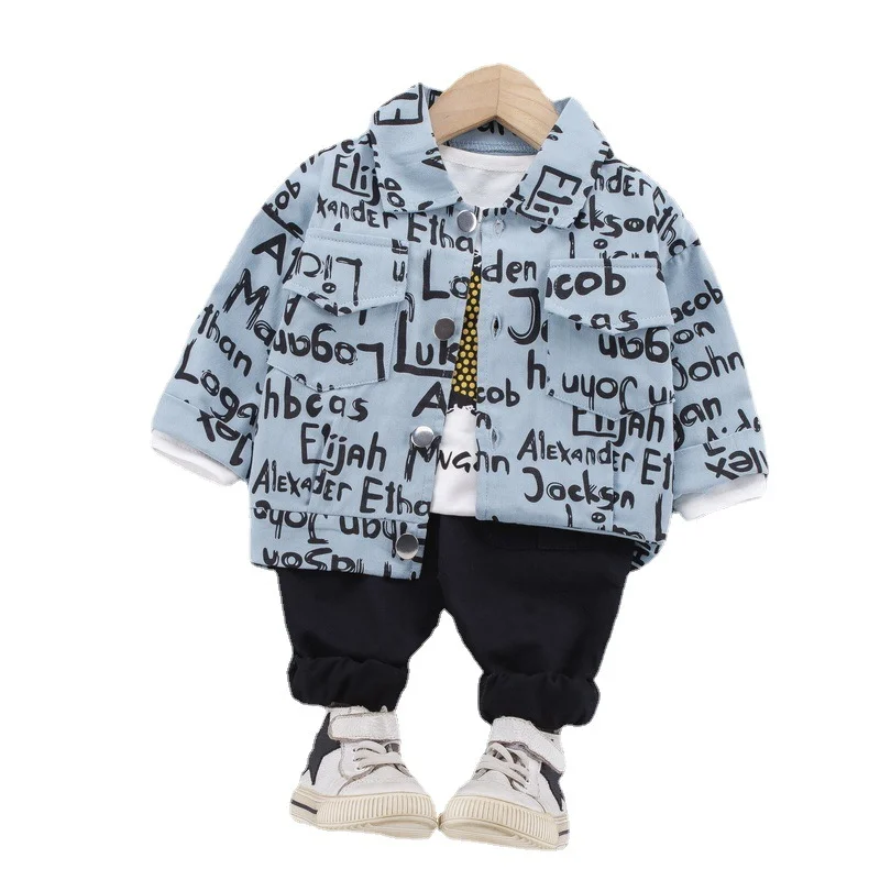 

New Spring Autumn Children Clothes Baby Boys Jacket T Shirt Pants 3Pcs/sets Kids Infant Girls Clothing Toddler Sportswear