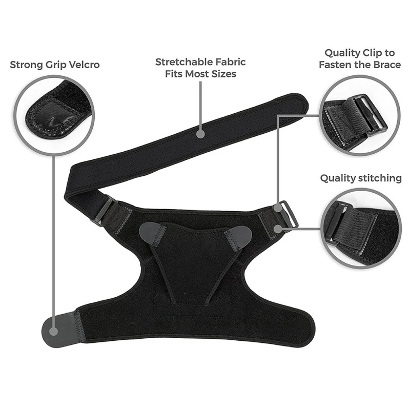 

Adjustable Gym Bandage Belt Band Pads Men Women Breathable Sports Care Single Shoulder Support Back Brace Guard Strap Wrap Black