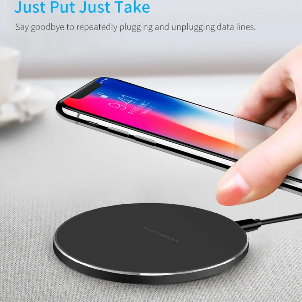 Беспроводное зарядное устройство с металлическим кольцом для iphone 11 Pro X/XS Max XR 8