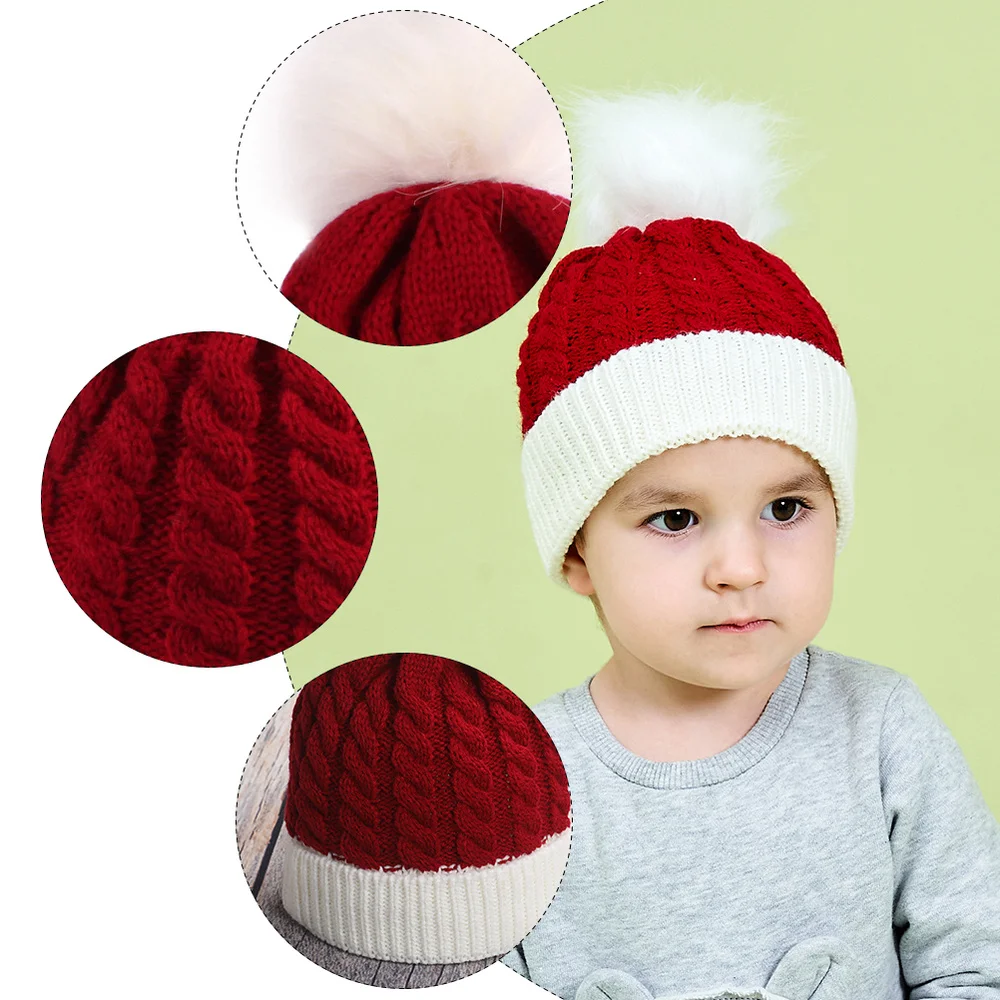 

1pc Casual Knitted Hat Winter Warm Cap Christmas Woolen Hat Windproof Hat