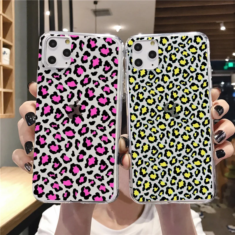 Мягкий чехол для iphone 11pro max 12pro 12mini 7 8 plus xr xs из ТПУ с леопардовым принтом и пантерой