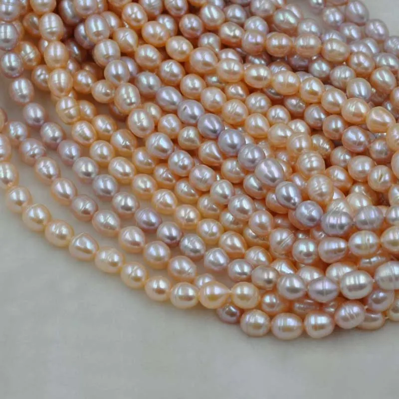 

Fine Freshwater 8.5-9.5*10-11.5 mm Rice Pink Purple Pearl Loose Beads 5 Strands per Lot for Handmade DIY Jewlry for Women