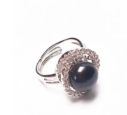 

Koraba New Women Natural Black Freshwater Pearl Necklace Stud Earrings Ring 3pcs Set 925 Sterling Silver Set