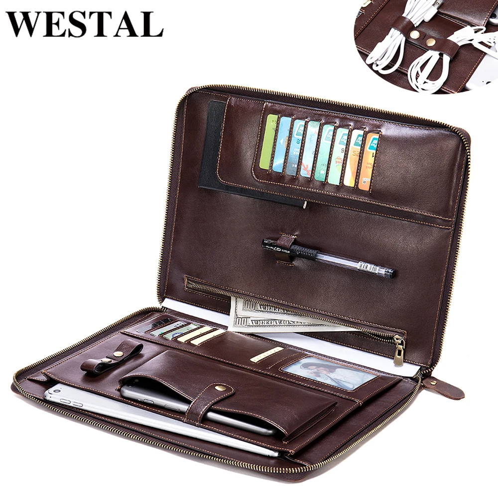 Сумка клатч WESTAL мужская из натуральной кожи офисный для ноутбука портфель