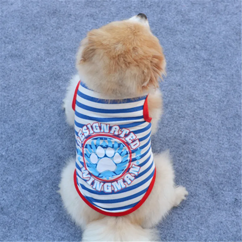 

Striped Dog Paw Design Summer Pet Clothes Vest Cheap Dog Clothes for Small Dogs Summer Cute Puppy Clothes French Bulldog Vest