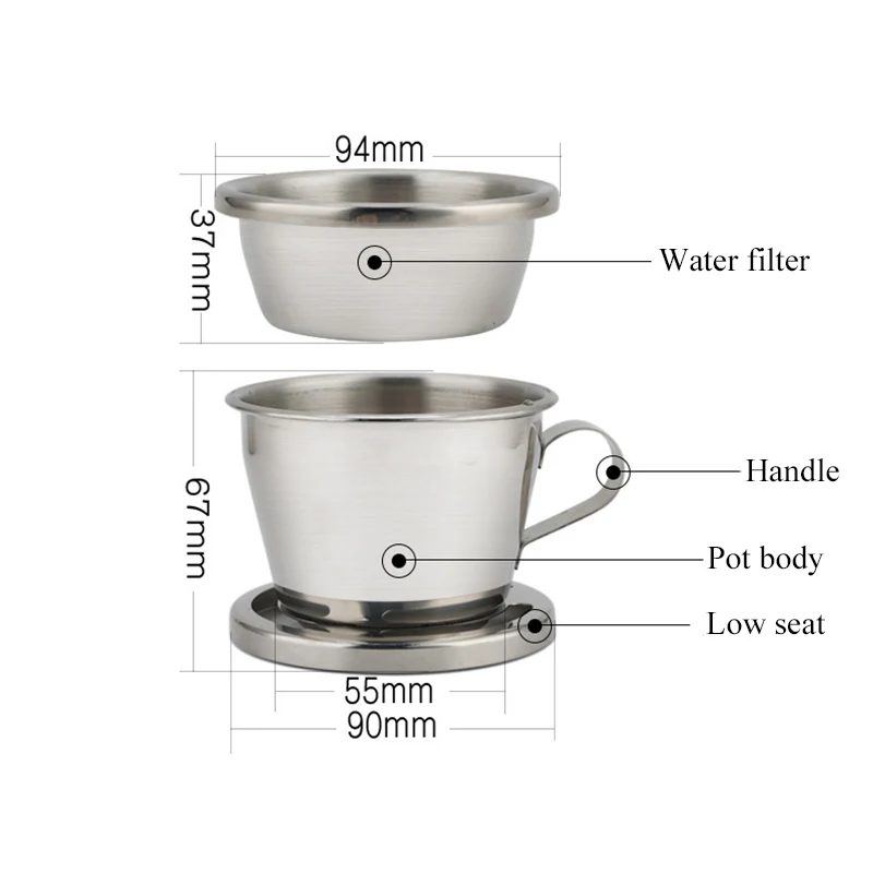 

Coffee Filter Baskets Coffee Drip Filter Coffee Drip Cup Portable Reusable Paperless Pour Over for Office Home Outdoor Use