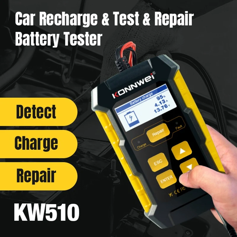 

KONNWEI 3In1 Car 12V Battery Chargers Battery Tester Fully Automatic Smart Repairing Tool KW510 AU Plug