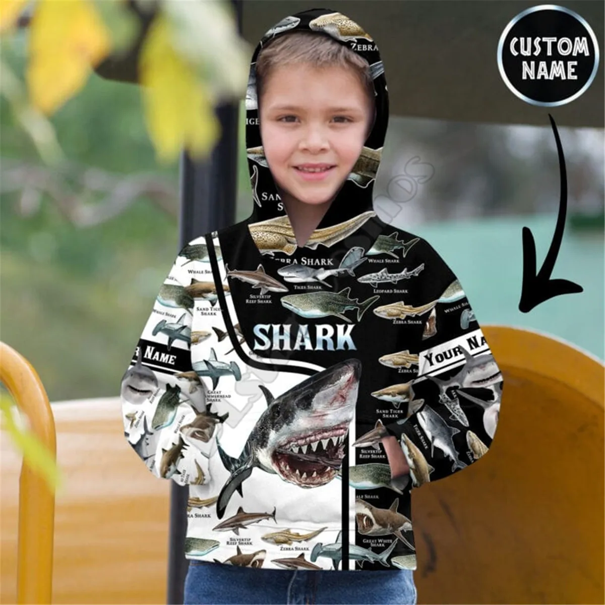 Толстовки с 3D принтом Love Shark детский пуловер именем на заказ свитшот спортивный