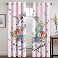 home living room shade decoration curtain home textile decoration bedroom curtains rainbow unicorn pattern 3d printing