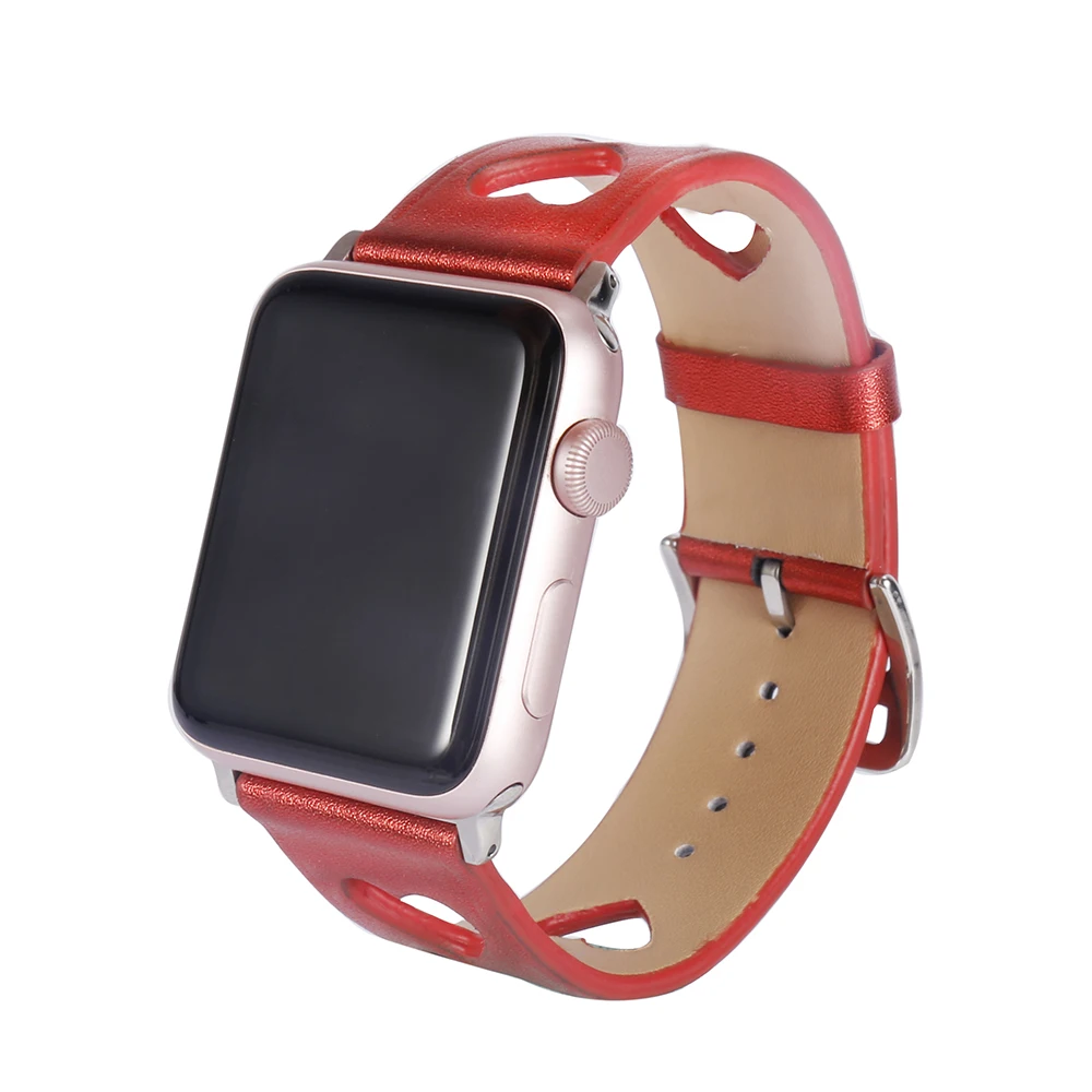 New band For Apple watch 42mm 38mm Leather hollow love woman lady pink strap for iwatch Series 1/2/3 Strap Watchband