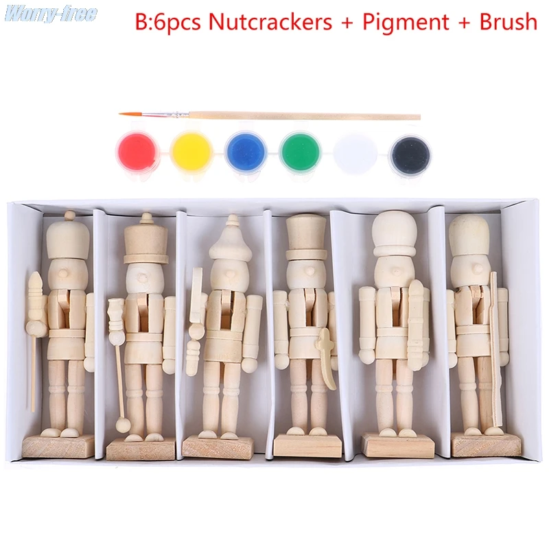 

5/1pcs DIY Wooden Nutcracker Solider Figure Model Puppet Doll Handcraft For Children Gifts Christmas Home Office Decor Display