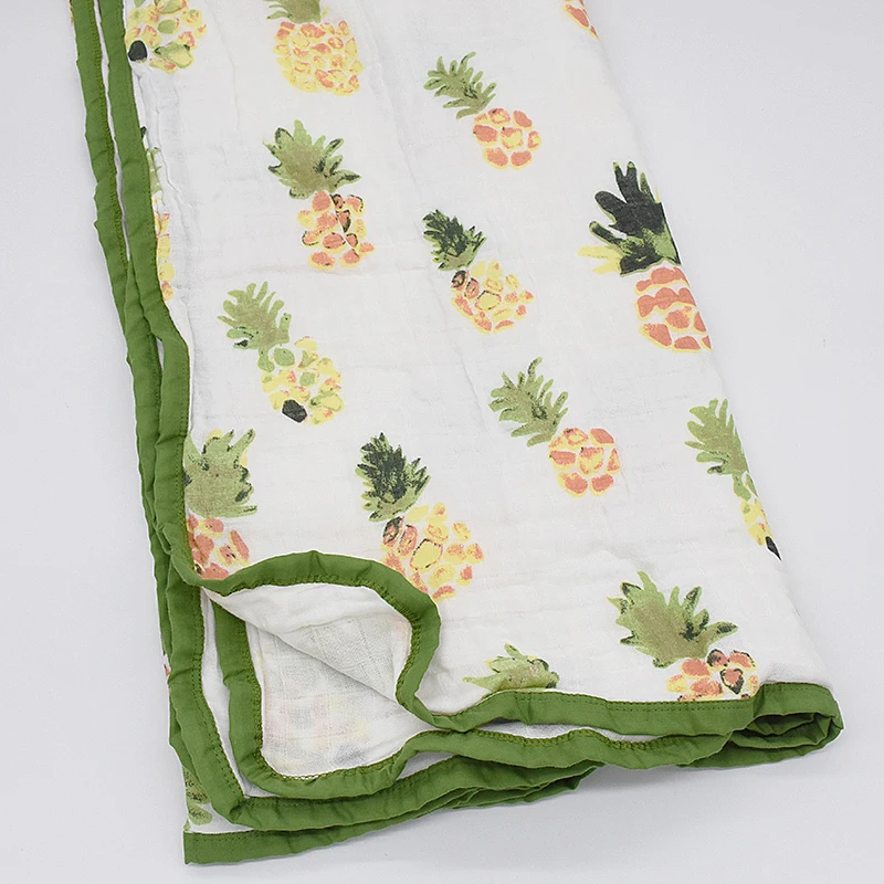 Pineapple 120x120 см Пеленальное Одеяло для новорожденных, 4 слоя муслинового хлопка, детское одеяло с цветочным принтом, детское одеяло для фотосессии - Цвет: Pineapple