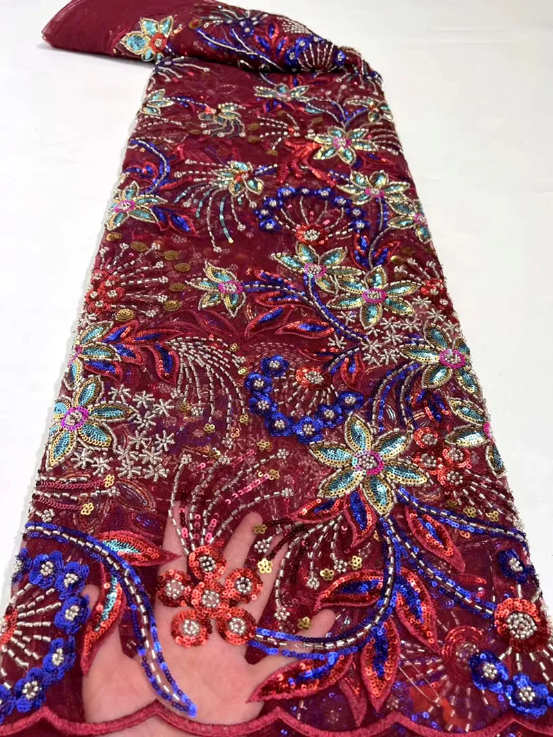 

Африканские сетчатые бусины, кружевная ткань 2021, высококачественное кружево, французская нигерийская сетка с блестками, кружевные ткани дл...