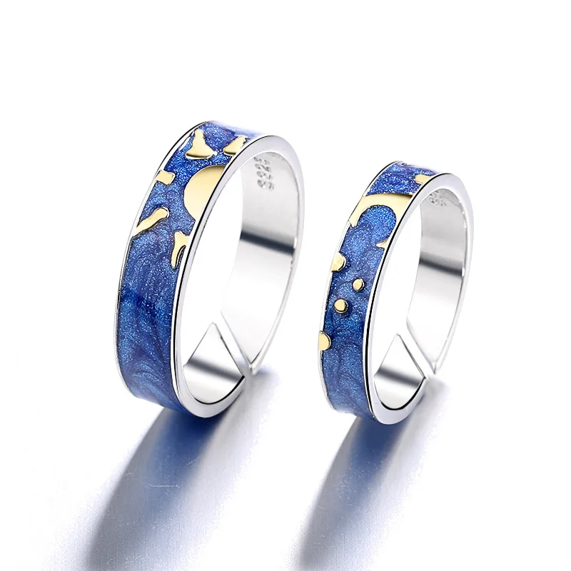 1 шт. Трендовое кольцо в виде звезды Луны голубого неба для пар креативное
