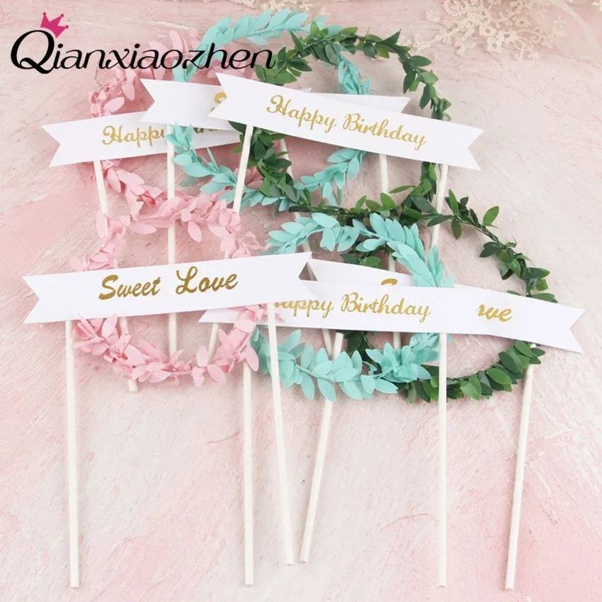 

Qianxiaozhen Garland Happy Birthday Cake Topper Party Decoration Birthday Party Decorations Kids Birthday Party Supplies