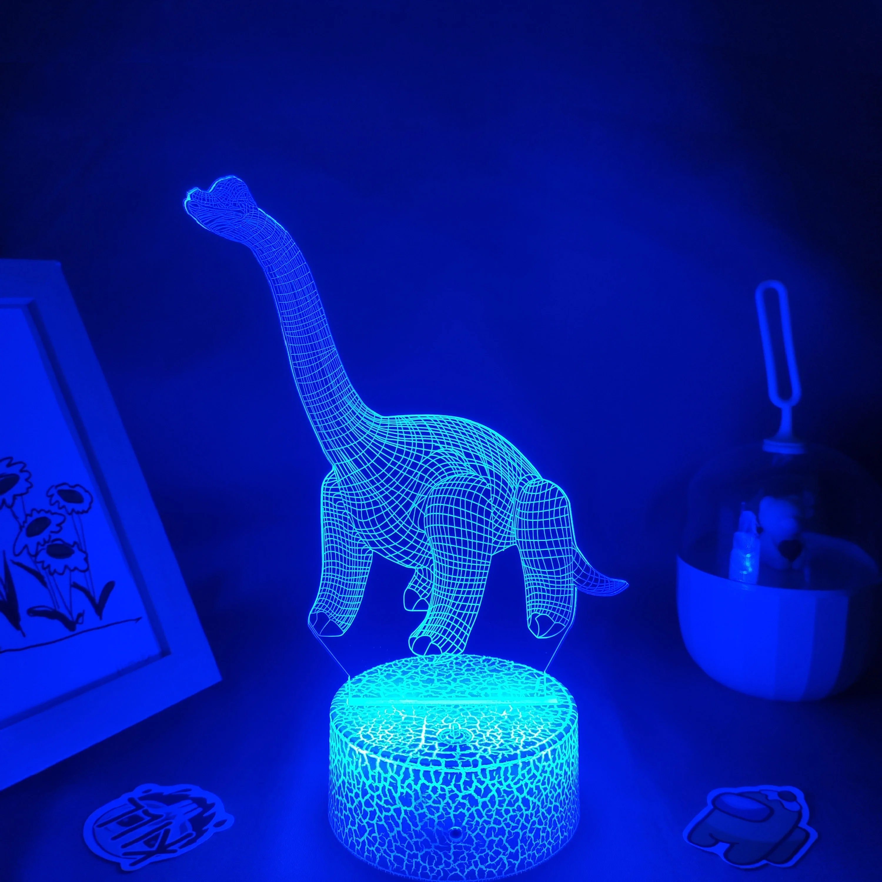 Животные Динозавр Брахиозавр 3D светодиодный неоновые лампы RGB ночные огни