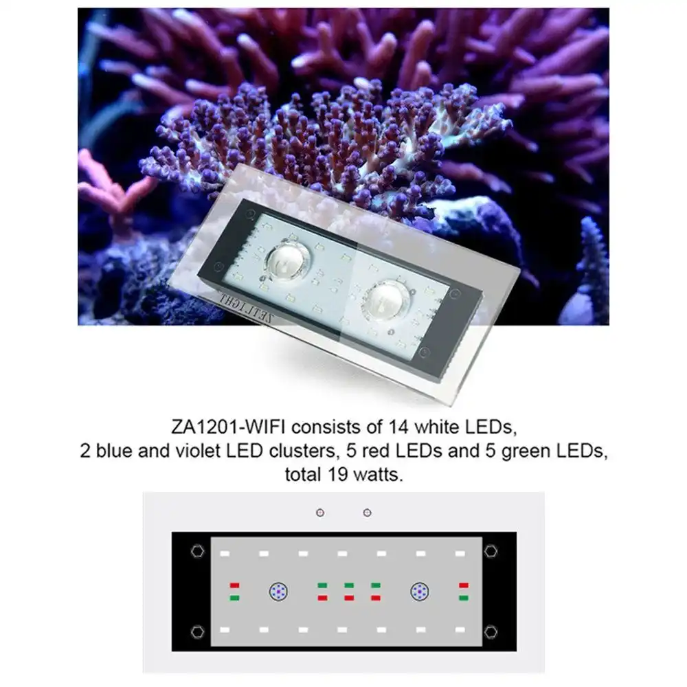 구매 날짜 Za1201wifi 전체 스펙트럼 해수 산호 램프 App 제어 빛을 통해 Sps Lps 바다 물 Led 빛