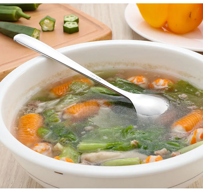 Korean Stainless Steel Thickening Spoon Creative Long Handle Hotel Hot Pot Spoon Soup Ladle Home Kitchen Essential Tools h2