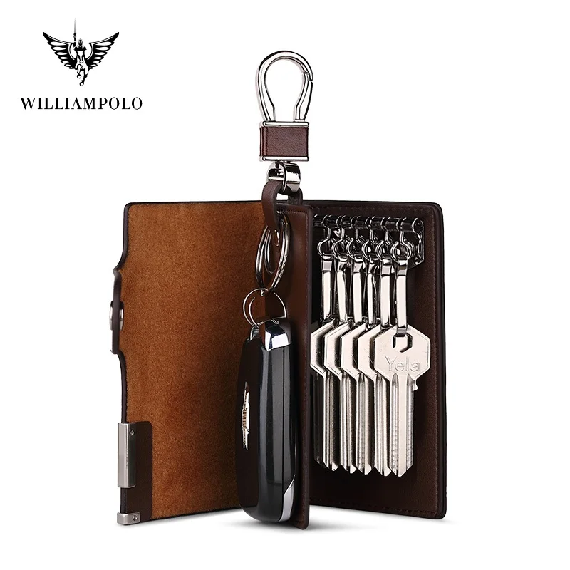 Чехол для ключей WILLIAMPOLO из спилка мужчин многофункциональный кожаный портмоне с