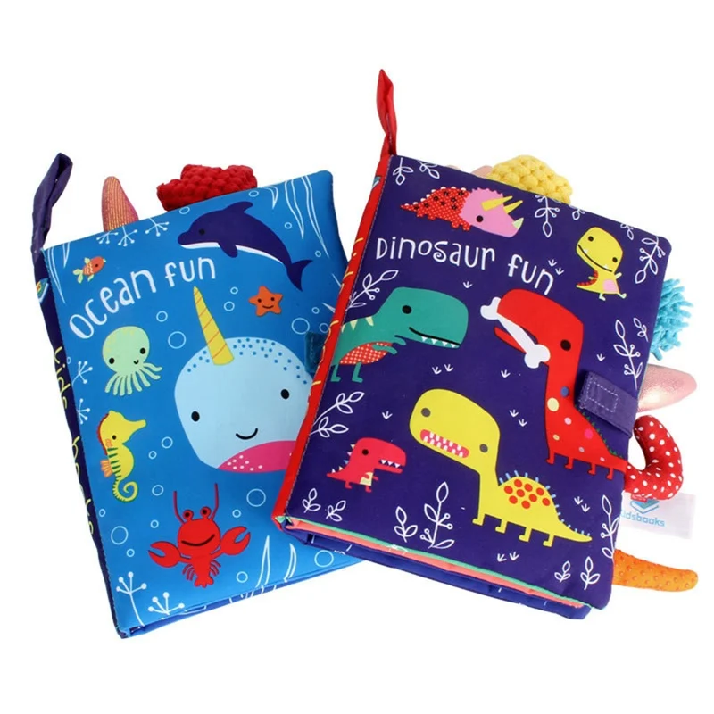 

New Cartoon Baby Tear Not Rotten Dinosaur Ocean Tail Cloth Book Toy Baby Early Education Cloth Book Parent-child Interaction Toy