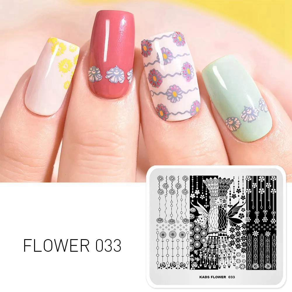 Flower 033 1 шт. штамповки для ногтей пластины красоты цветок серии шаблоны для ногтей поднос для маникюра дизайн ногтей штамповка шаблон украшения Штамп для ногтей - Цвет: Flower 033