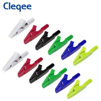 cleqee p2009 insulated alligator clips with 2mm socket connector 300v10a for multimeter electrical testing 42mm mini clamps