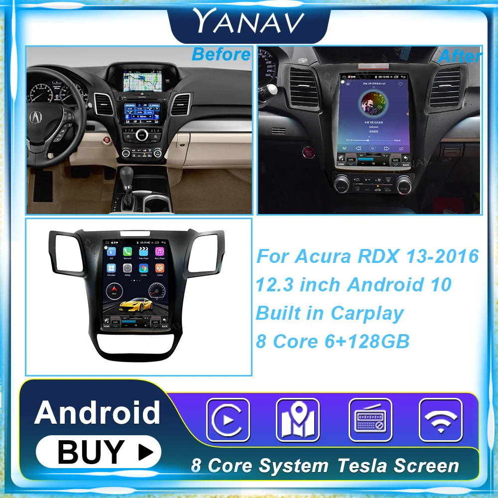 

Автомагнитола на Android 10, 10,4 дюйма, для Acura TL 2004-2008, GPS-навигация, поддержка управления рулевым колесом, полный экран 1024*600