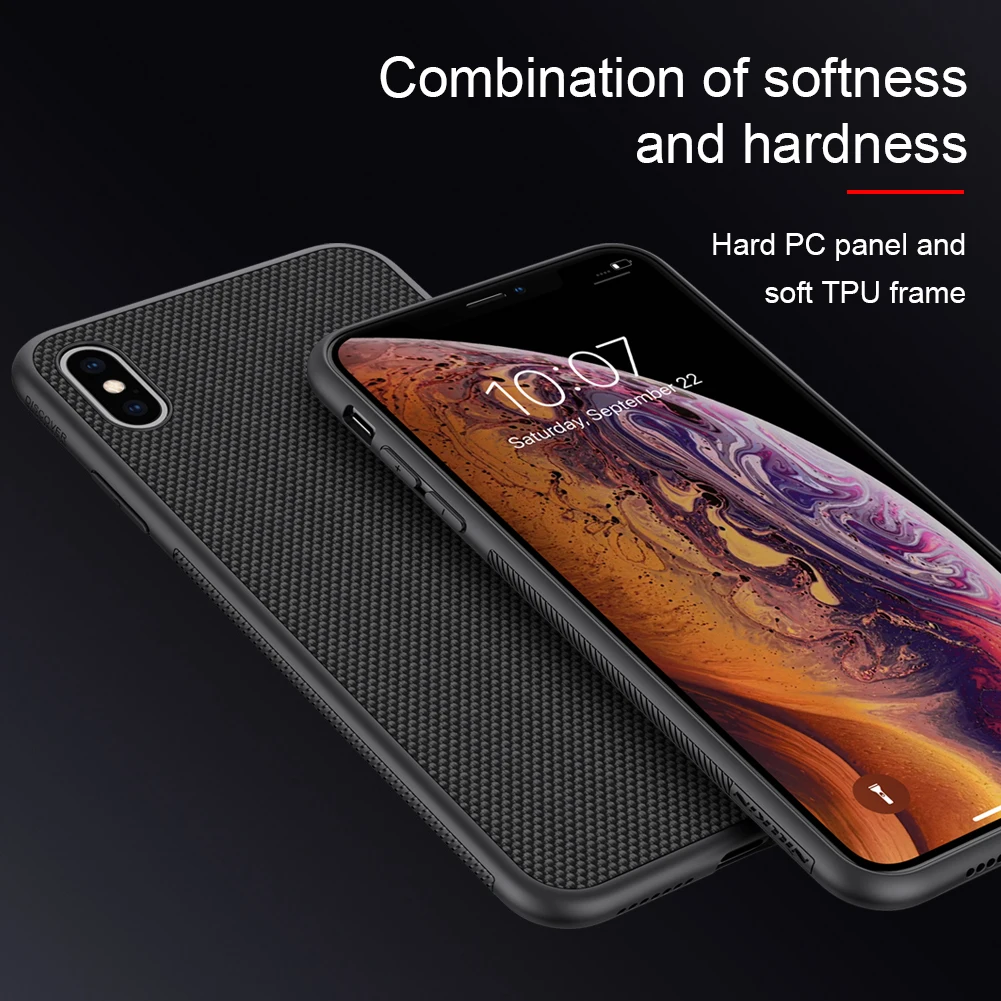 for iPhone Xr Xs Max X Case Nillkin Textured Nylon Fiber Durable Non-slip Soft TPU Shockproof Cover for Apple iPhoneX Funda Capa