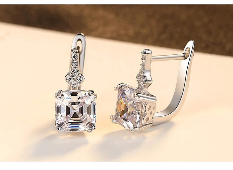 925 sterling silver earrings female Morgan stone high quality Zircon Earrings Wedding Engagement Fashion Jewelry Gifts