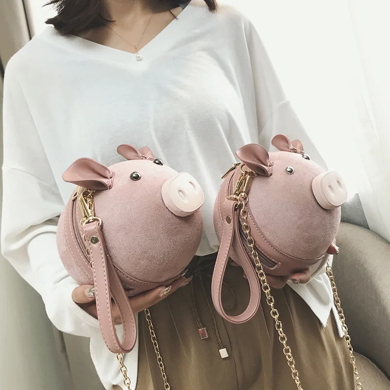 Корейская модная замшевая женская сумка маленькая круглая с цепочкой через