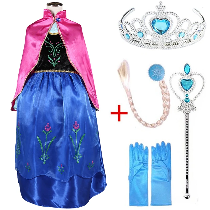 2020 Elsa Dress kids Dresses for Girls Princess Dess Anna Cosplay Snow Queen Party Clothing Vestidos | Детская одежда и обувь