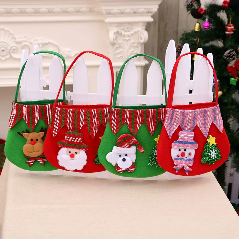 

1pcs Christmas Gift Party Bags Non-Woven Candy Bag Snowman Reindeer Tote Treat Bags with Handles for Christmas Party Favor
