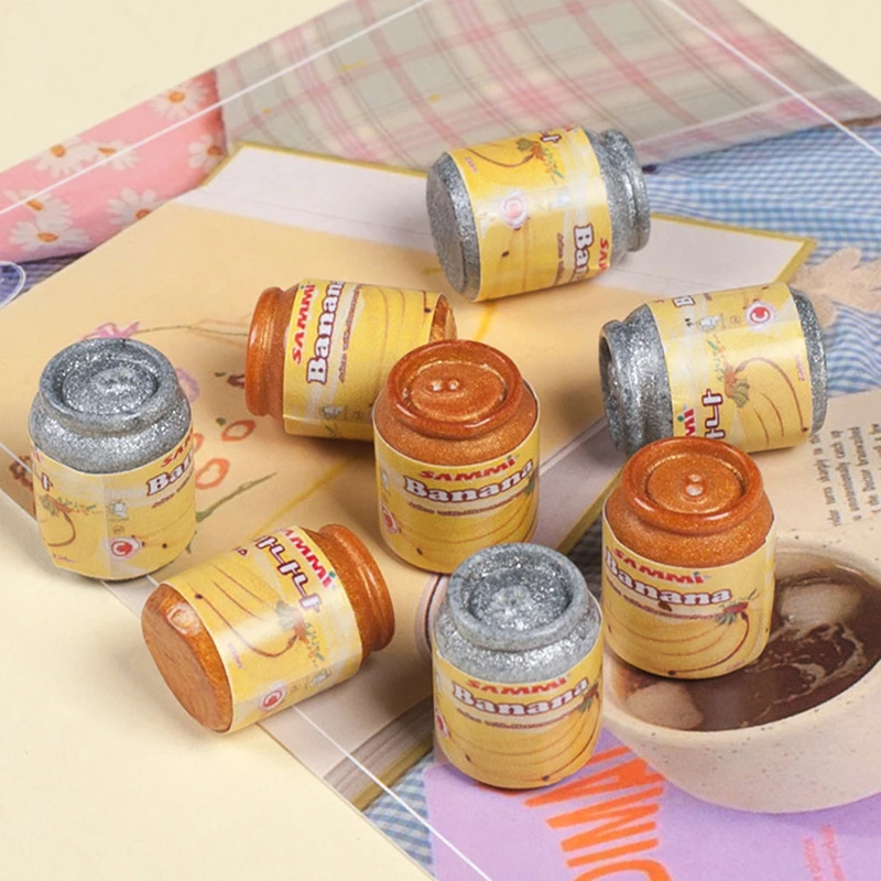 

6pcs 1/12 Cute Miniature Dollhouse Drink Can Bottle Kids Pretend Play Toys Kitchen Food Accessories For Doll House Decor
