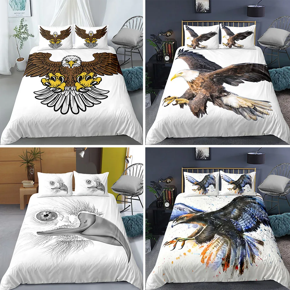 Dropshipping Eagle Pattern Bedding Set Animal Printed 3D Duvet Cover Sets Twin Full Queen King Double Sizes Pillowcase Bedcloth