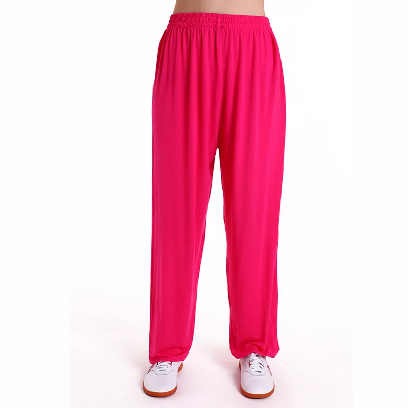 Rose Red Zooboo Ice silk боевые искусства Тай Чи штаны для йоги штаны для акробатики кунг-фу укороченные штаны для фитнеса танцевальные штаны для бега для мужчин и женщин - Цвет: Rose Red