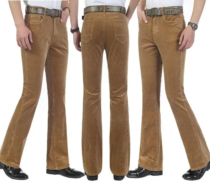 Брюки мужские клеш винтажные зауженные штаны повседневные вельветовые