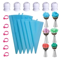 24pcs piping nozzle bags tips set stainless steel cake decorating kits baking reusable silicone pastry bags diy frosting