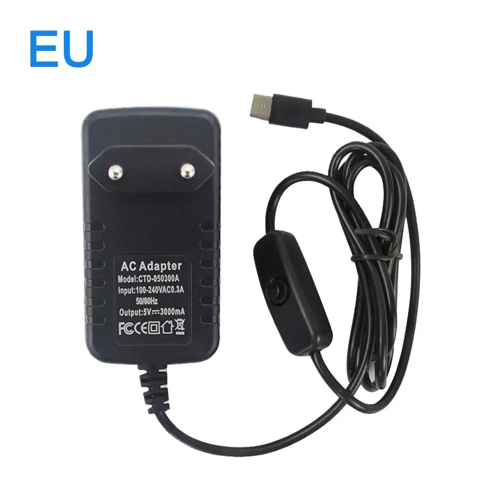 EU 5V3A type-C USB зарядное устройство адаптер питания для Raspberry Pi4/4B совместимый 2," мобильный жесткий диск с переключением для Raspberry Pi 4/4B - Цвет: EU