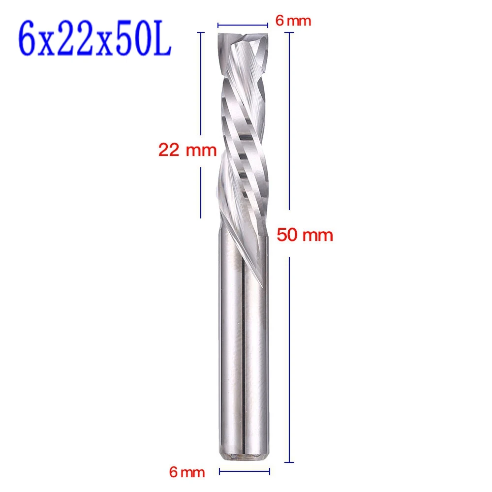 値段 CNC工作機械用の2つのフルートを切断およびフライス加工,30個の6 X22x50lのプラスチック材料,木製エンドミルのビット