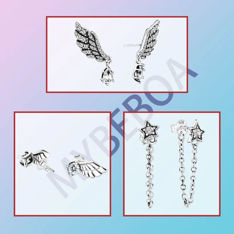 Аутентичные висячие серьги в форме крыла ангела сверкающие толстовка с