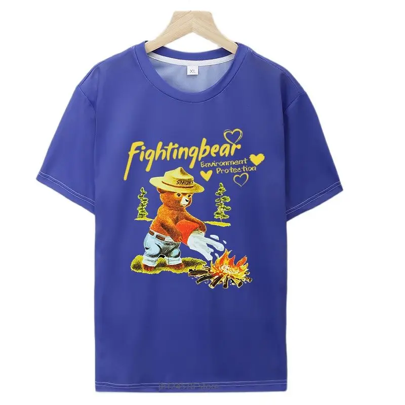 

2021 New Summer Mens Short Sleeve Casual T-Shirt Fire Flame Letter Bear Hip Hop Streetwear Harajuku 3D Print Tshirt Tops