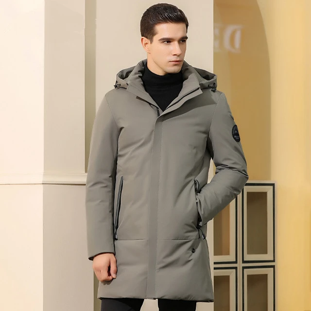 

High Quality Down Jacket Men 2019 New Style Winter Men's Long business casual hooded warm men's jacket 90% White duck down