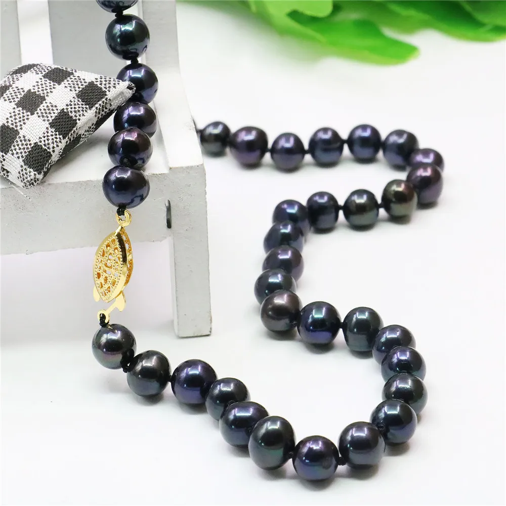 Черное Ожерелье Akoya с искусственным жемчугом 8-9 мм ювелирные изделия из