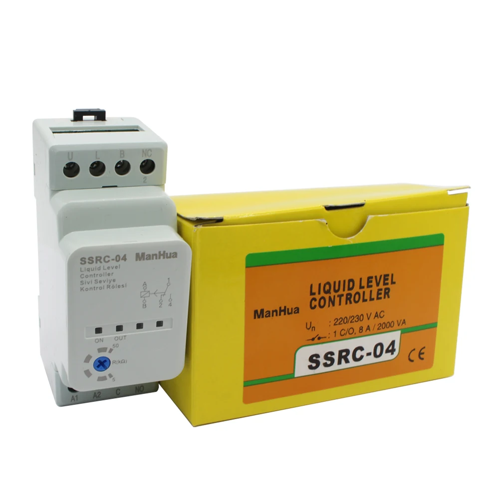 Manhua 220/230VAC 50/60Hz DIN rail SSRC-04 регулятор уровня жидкости Регулируемый 5-50k Ω