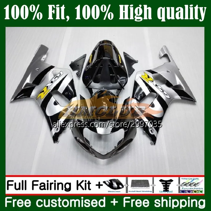 

Injection For SUZUKI GSXR-750 GSXR600 K1 GSXR 750 600 CC 11No.2 GSXR750 2001 2002 2003 GSX-R600 01 02 03 Fairings Silver black