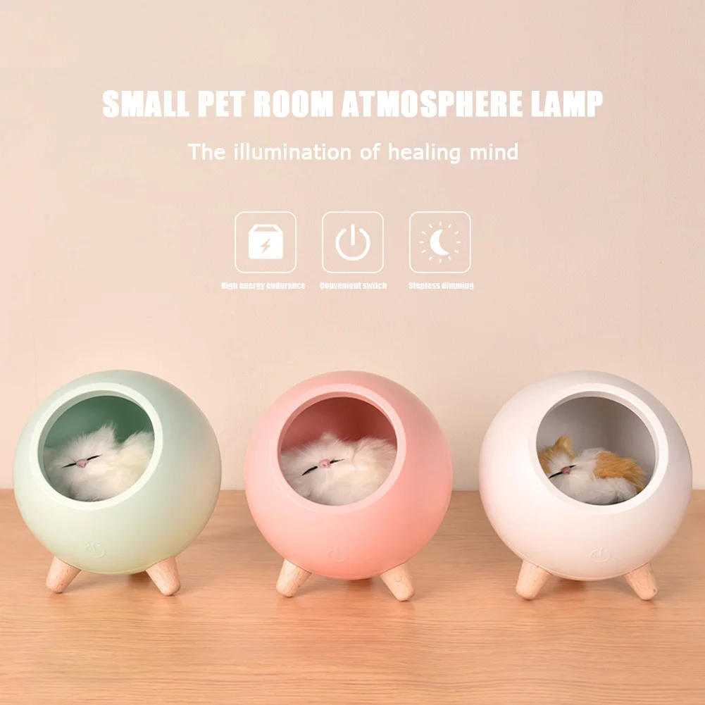 Touch Dimming Kitten Night Light  Pet House Atmosphere LED Night Light Cat House Touch Dimming Table Lamp For Kids Bedroom Gifts