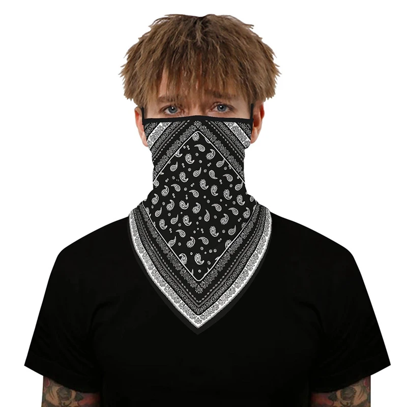

Unisex Men Women Face Scarf Bandana Ear Loops Face Balaclava Neck Gaiters Digital Printed Windproof Thin Wrap Scarf