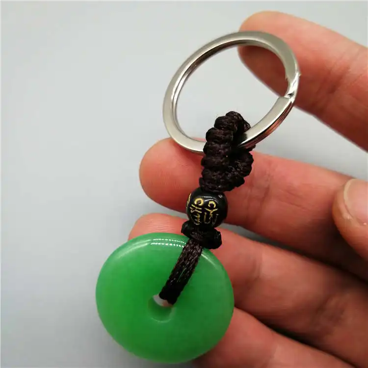 Красивый оптовый китайский натуральный ручной резной Harmony Lucky Green нефрит брелок +